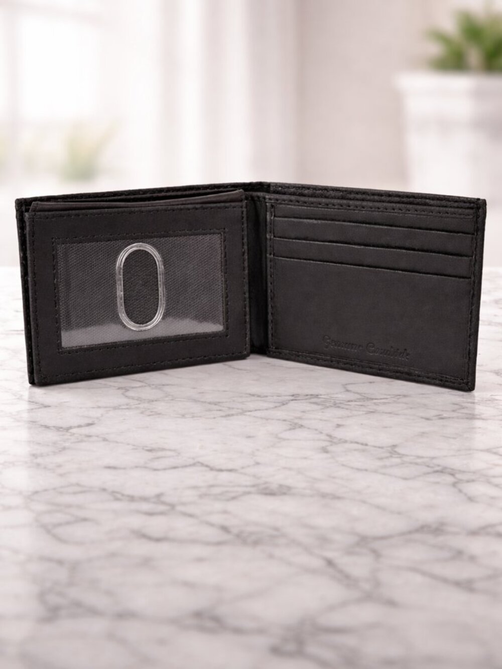 Genuine Leather Minimalist Bifold Wallet for Men, Slim Mens Wallet